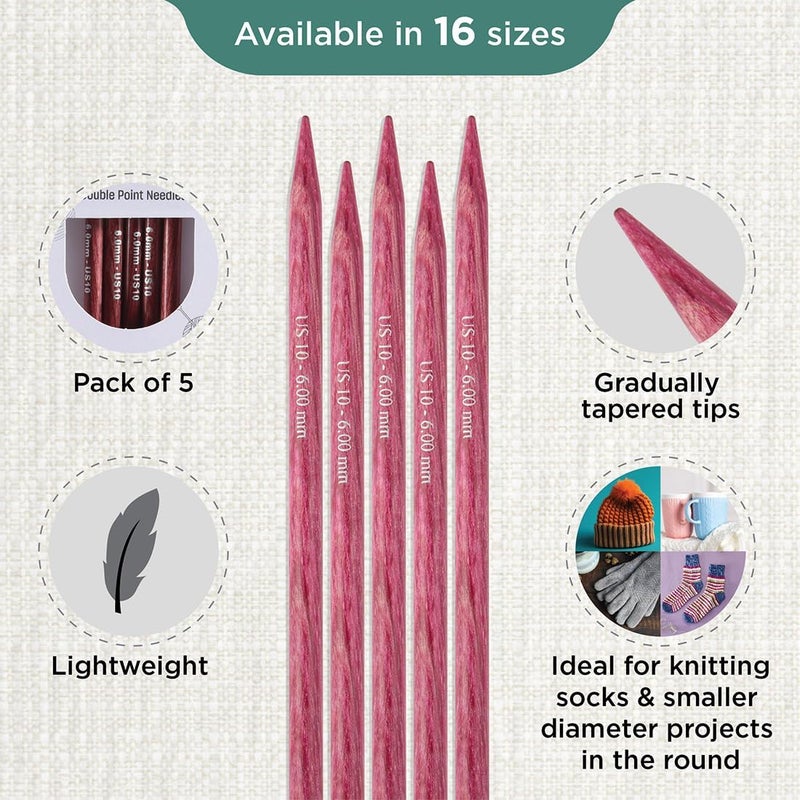 Knit Pro Dreamz Double Pointed Needles 6" (15cm) | US Size 10 (6mm) - Image 2